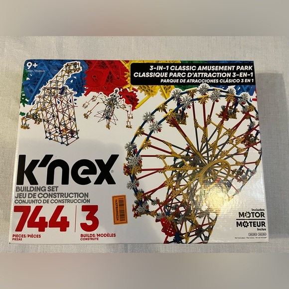 K’Nex 3-in-1 Classic Amusement Park Building Set 744 pc Ages 9 New - Picture 1 of 6